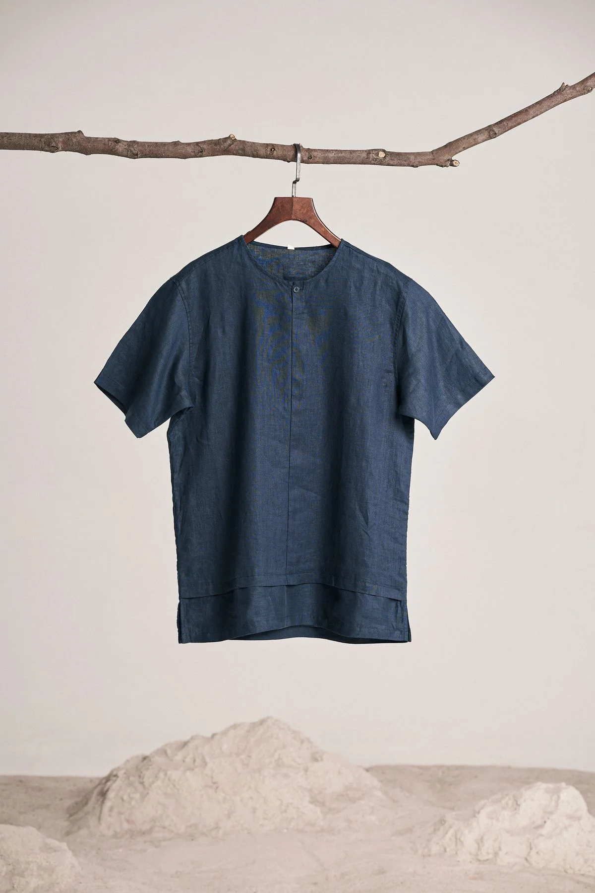 Chemise indigo, lin tissé main